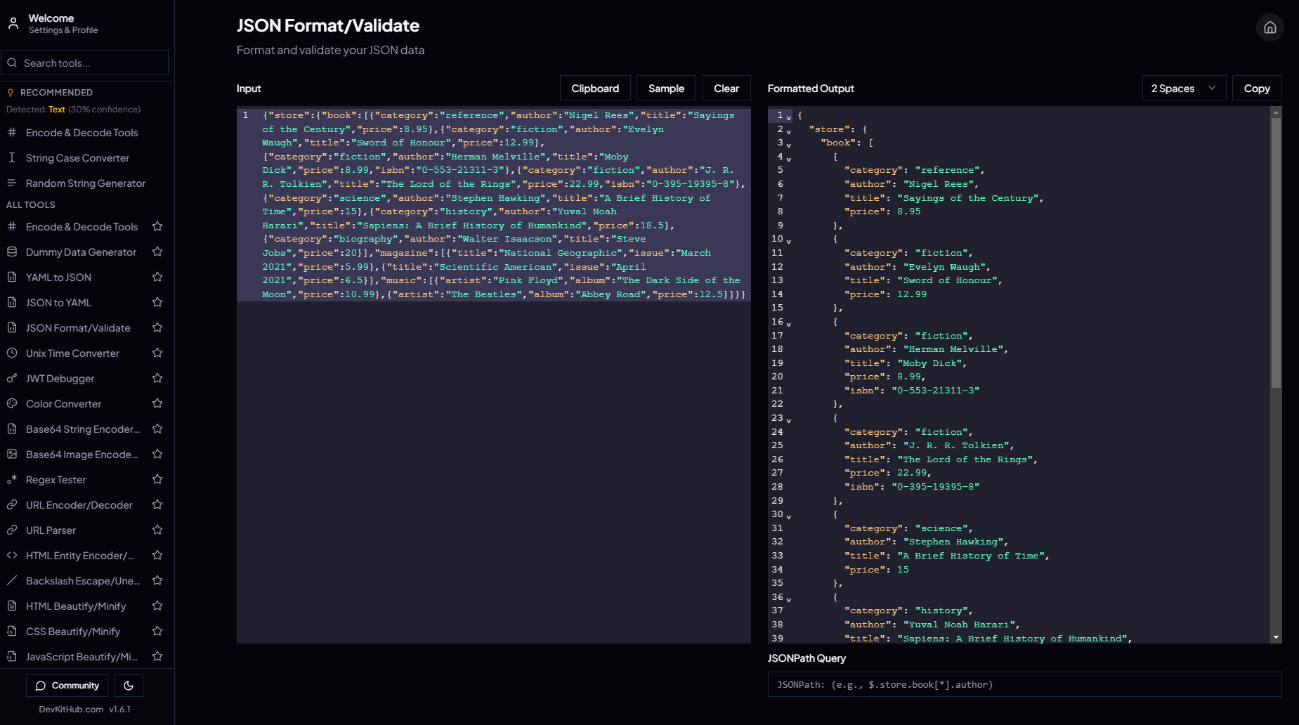 JSON Format & Beautifier preview