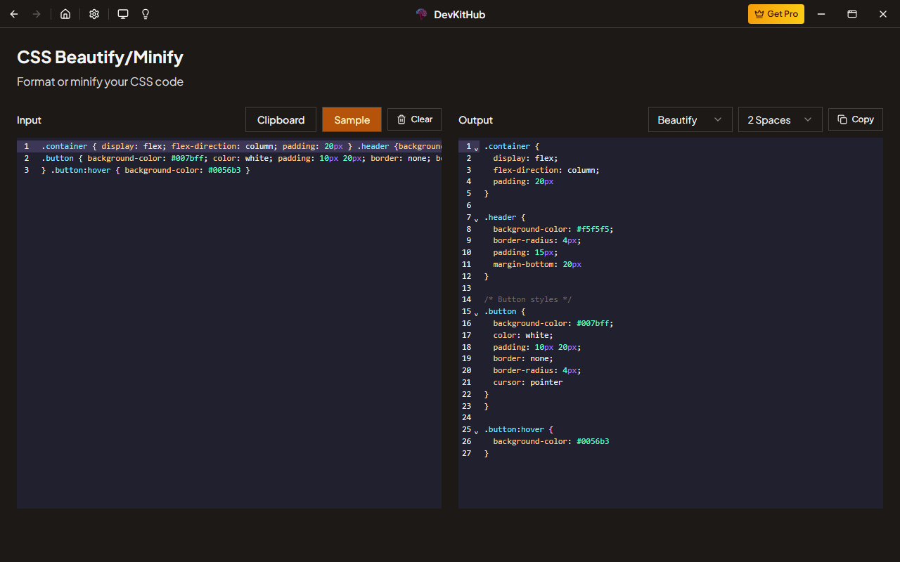 CSS Beautify/Minify