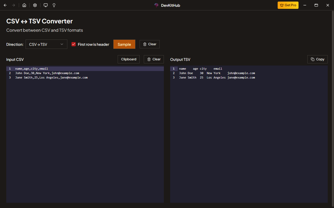 CSV ↔ TSV Converter