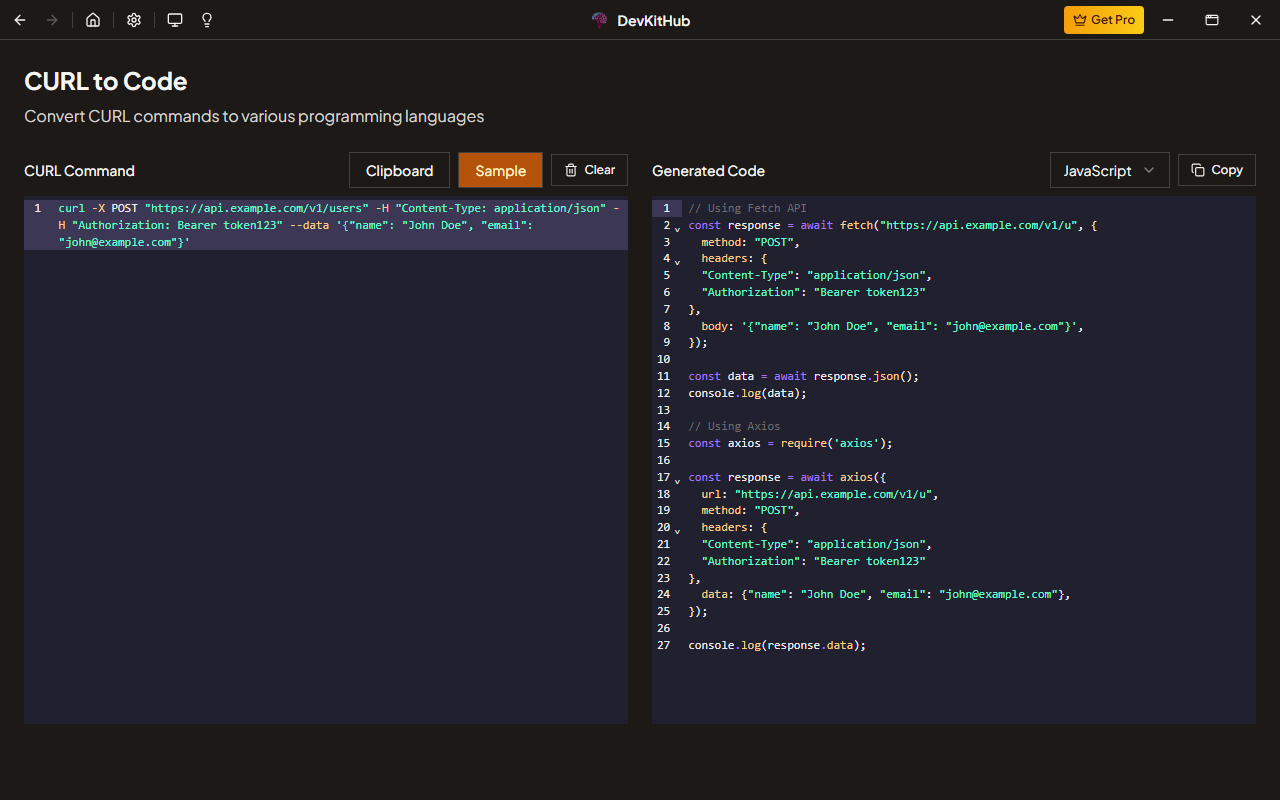 CURL to Code