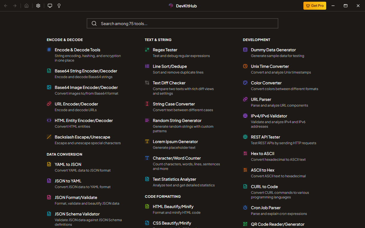 DevKitHub — 75+ Developer Tools