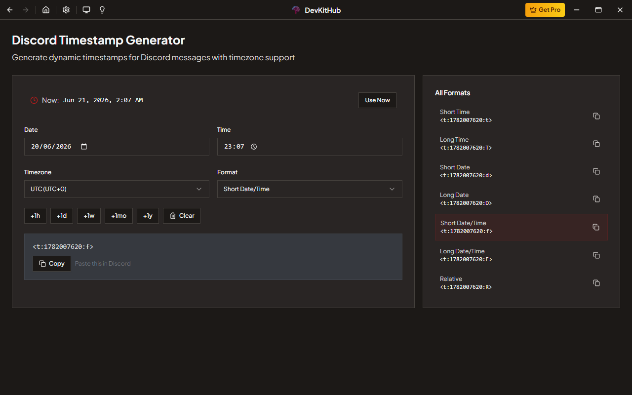 Discord Timestamp Generator