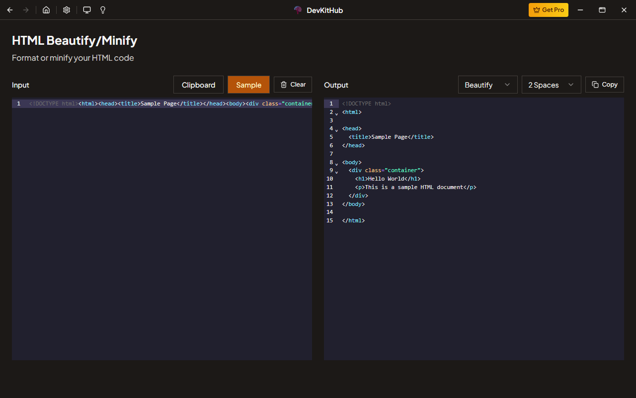 HTML Beautify/Minify