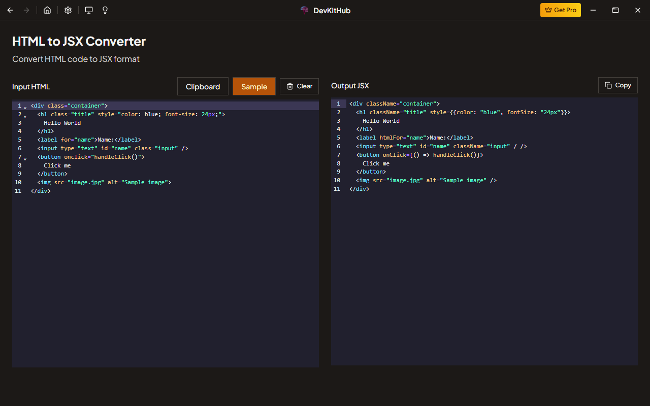 HTML to JSX