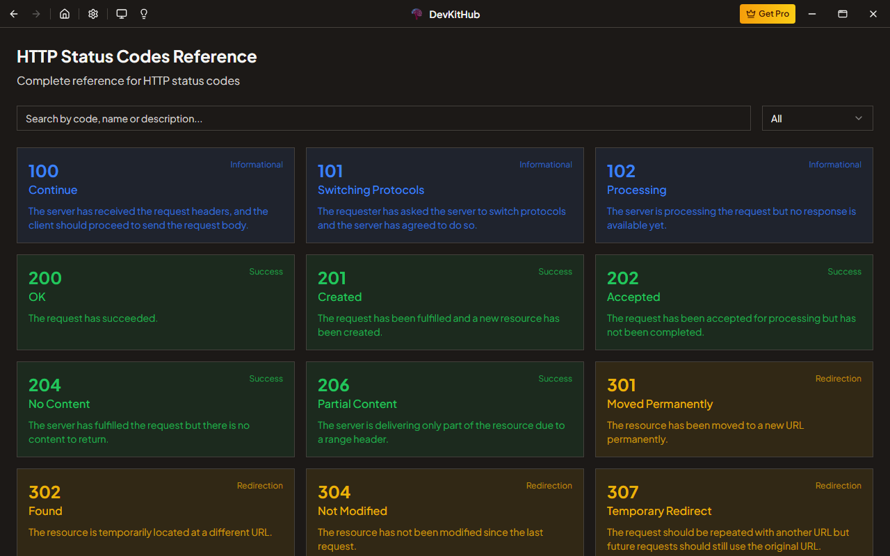 HTTP Status Codes Reference