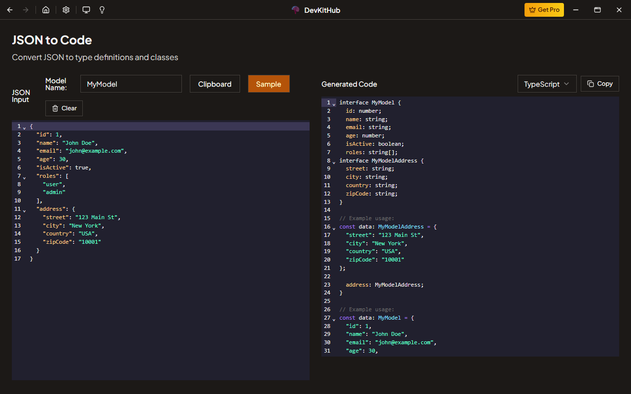 JSON to Code