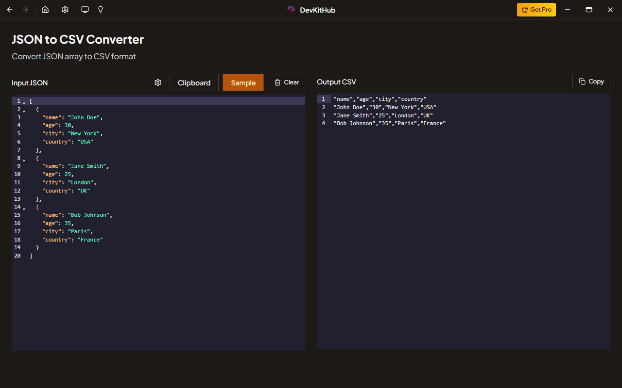 JSON to CSV