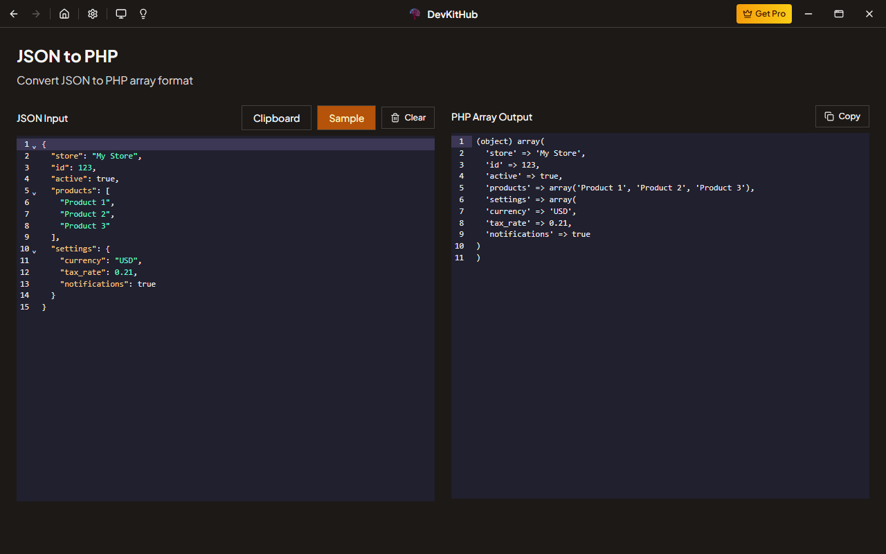 JSON to PHP