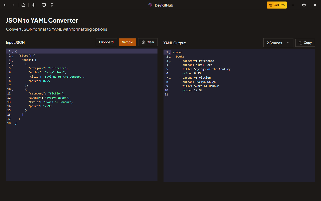 JSON to YAML