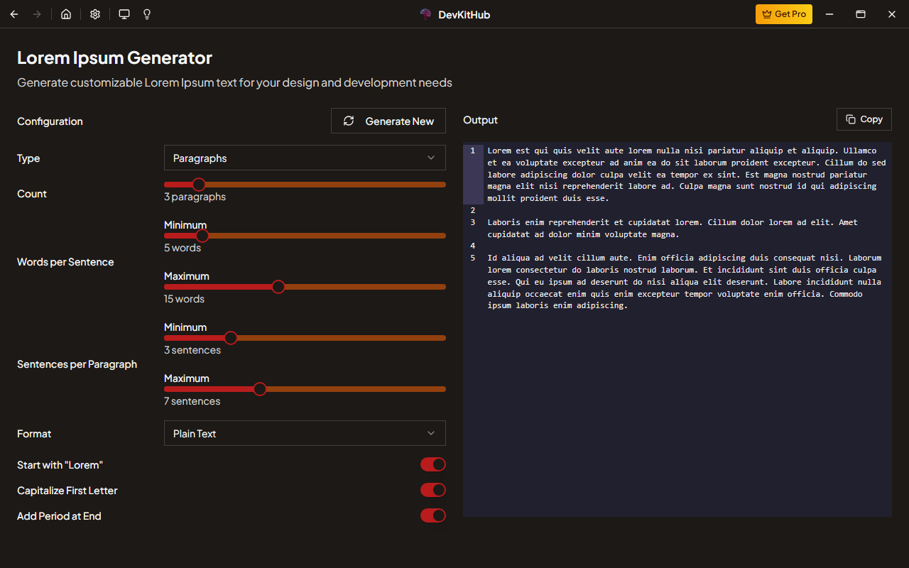 Lorem Ipsum Generator