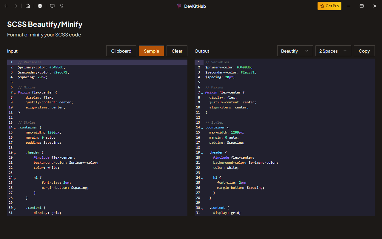 SCSS Beautify/Minify
